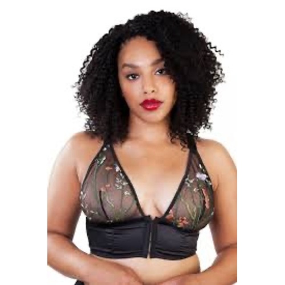 Gabi Fresh x Playful Promises Bralette Womens US 20 Black Excellent Embroidered